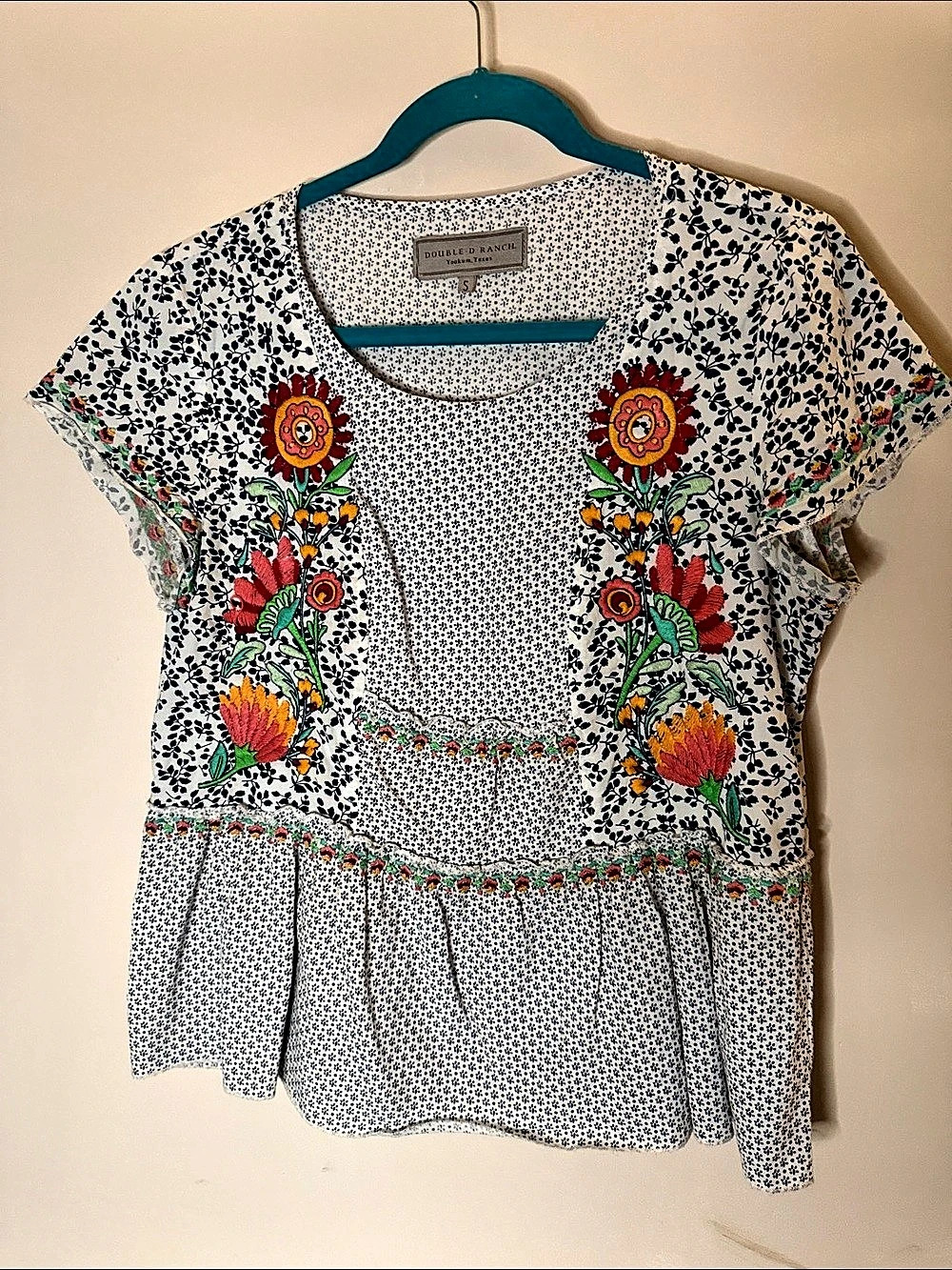 Double D Ranch Floral Embroidered Top